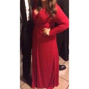 Long Sleeve Red Calvin Klein Formal Dress